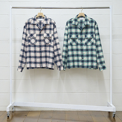 UNUSED [ US2338 (Ombre checked shirt) ] GREEN×CHARCOAL