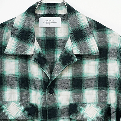 UNUSED [ US2338 (Ombre checked shirt) ] GREEN×CHARCOAL