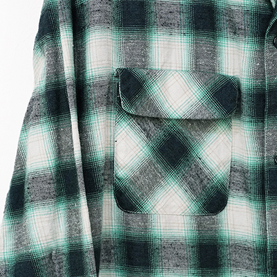 UNUSED [ US2338 (Ombre checked shirt) ] GREEN×CHARCOAL