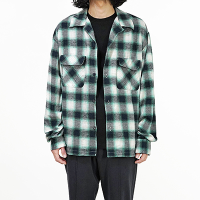 UNUSED [ US2338 (Ombre checked shirt) ] GREEN×CHARCOAL