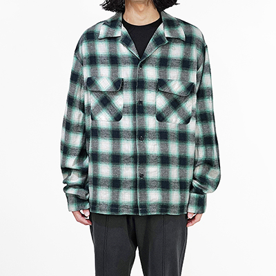 UNUSED [ US2338 (Ombre checked shirt) ] GREEN×CHARCOAL