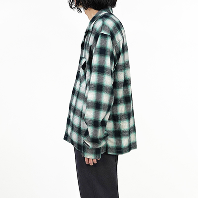 UNUSED [ US2338 (Ombre checked shirt) ] GREEN×CHARCOAL