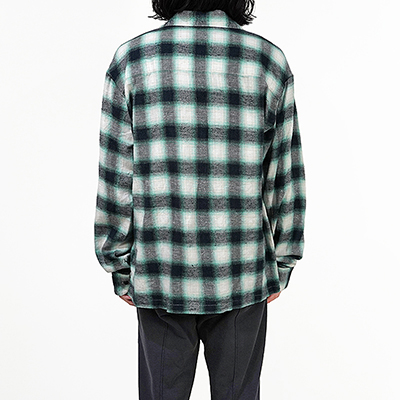 UNUSED [ US2338 (Ombre checked shirt) ] GREEN×CHARCOAL