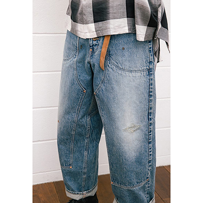 SUGARHILL [ FADED DOUBLE KNEE DENIM PANTS PRODUCTED BY UNUSED