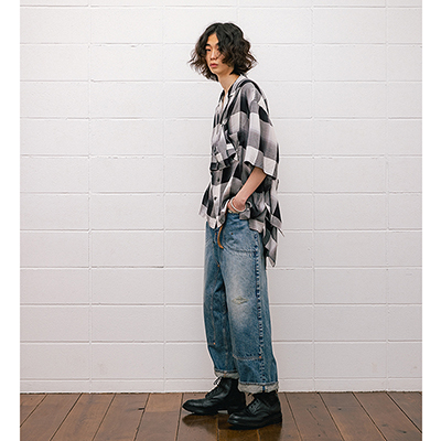 SUGARHILL [ FADED DOUBLE KNEE DENIM PANTS PRODUCTED BY UNUSED ]