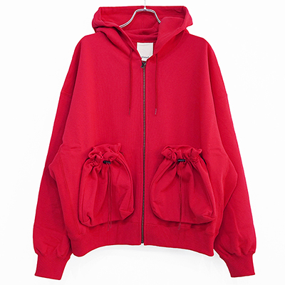 refomed [ "KINCHAKU" ZIPUP HOODIE ] RED