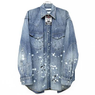 DAIRIKU [ Damage Denim Western Over Shirt ] Indigo