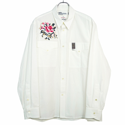 DAIRIKU [ Flower Cross Em Shirt with Money Clip ] Washer White