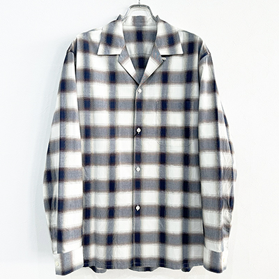 URU [ COTTON MODAL OPEN COLLAR L/S SHIRTS ] BROWN