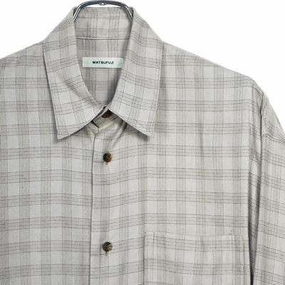 MATSUFUJI [ Flannel Check Utility Oversize Shirt ] BEIGE