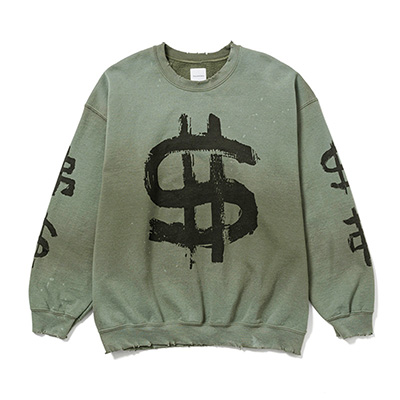 Sasquatchfabrix. [ VINTAGE SWEATSHIRT “$ 弗 $” ] OLIVE