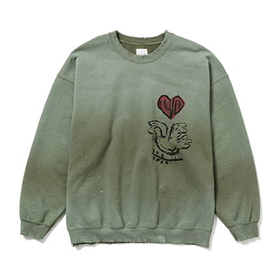 Sasquatchfabrix. [ VINTAGE SWEATSHIRT “OLIVE BRANCH” ] OLIVE