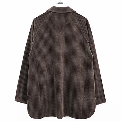 MATSUFUJI [ Velor Block Check Jacquard V-Neck Shirt ] BROWN