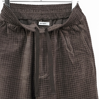 MATSUFUJI [ Velor Block Check Jacquard Pants ] BROWN