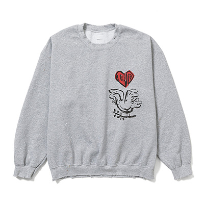 Sasquatchfabrix. [ VINTAGE SWEATSHIRT “OLIVE BRANCH” ] ASH GRAY