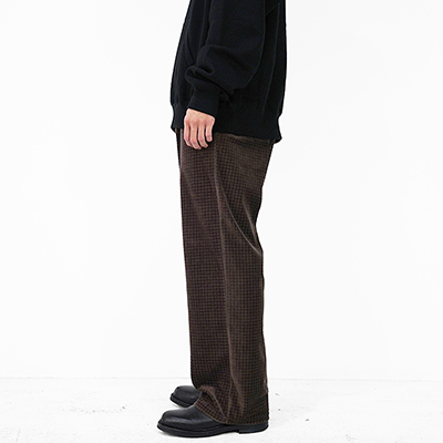 MATSUFUJI [ Velor Block Check Jacquard Pants ] BROWN