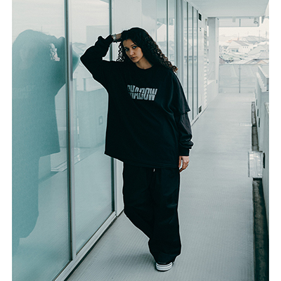 ESSAY [ LAYERED OVERSIZE LONG T-SHIRT (TS-3) ] SHADOW