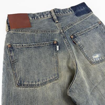 SUGARHILL [ DAMAGED MODERN DENIM PANTS WIDE CUT ] FADED INDIGO