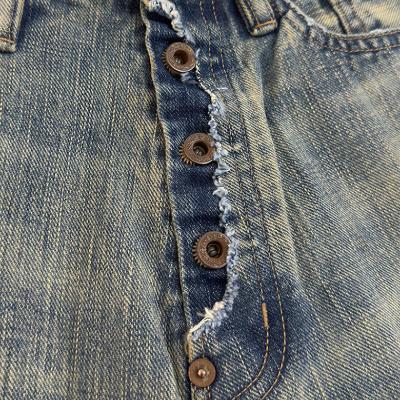 SUGARHILL [ DAMAGED MODERN DENIM PANTS WIDE CUT ] FADED INDIGO