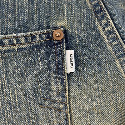 SUGARHILL [ DAMAGED MODERN DENIM PANTS WIDE CUT ] FADED INDIGO