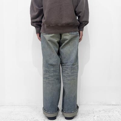 SUGARHILL [ DAMAGED MODERN DENIM PANTS WIDE CUT ] FADED INDIGO
