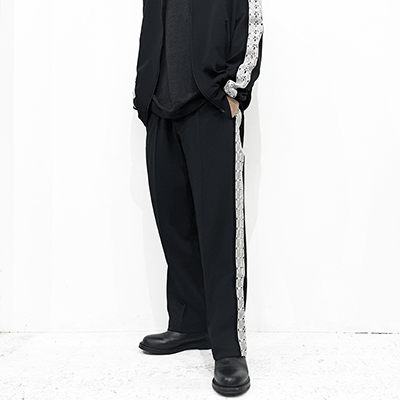 Sasquatchfabrix. [ LACE TAPE TRACK PANTS ] BLACK