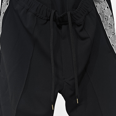 Sasquatchfabrix. [ LACE TAPE TRACK PANTS ] BLACK