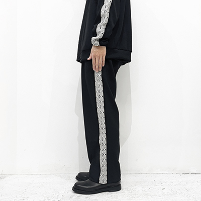 Sasquatchfabrix. [ LACE TAPE TRACK PANTS ] BLACK