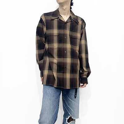 SUGARHILL [ OMBRE PLAID OPEN COLLAR BLOUSE ] BROWN×CAMEL