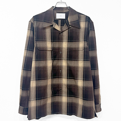 SUGARHILL [ OMBRE PLAID OPEN COLLAR BLOUSE ] BROWN×CAMEL