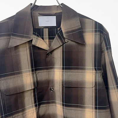 SUGARHILL [ OMBRE PLAID OPEN COLLAR BLOUSE ] BROWN×CAMEL