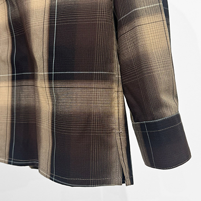 SUGARHILL [ OMBRE PLAID OPEN COLLAR BLOUSE ] BROWN×CAMEL