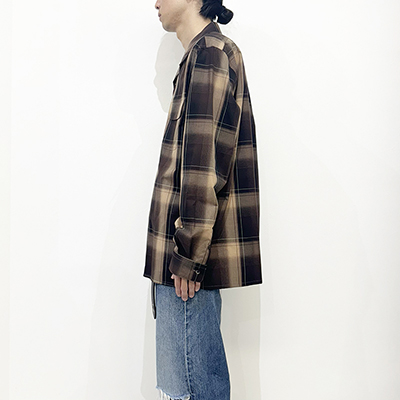 SUGARHILL [ OMBRE PLAID OPEN COLLAR BLOUSE ] BROWN×CAMEL