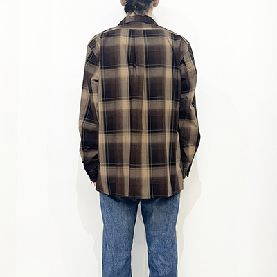 SUGARHILL [ OMBRE PLAID OPEN COLLAR BLOUSE ] BROWN×CAMEL