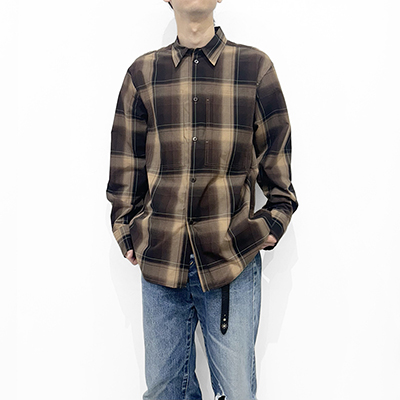 SUGARHILL [ OMBRE PLAID PANEL POCKET BLOUSE ] BROWN×CAMEL