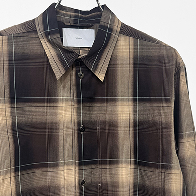 SUGARHILL [ OMBRE PLAID PANEL POCKET BLOUSE ] BROWN×CAMEL