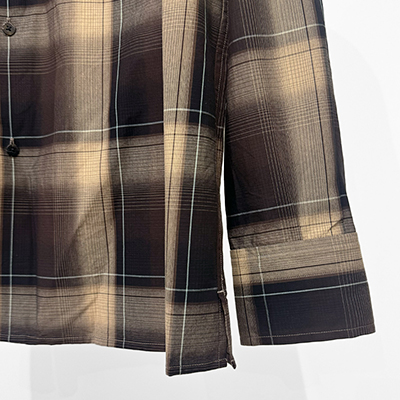 SUGARHILL [ OMBRE PLAID PANEL POCKET BLOUSE ] BROWN×CAMEL