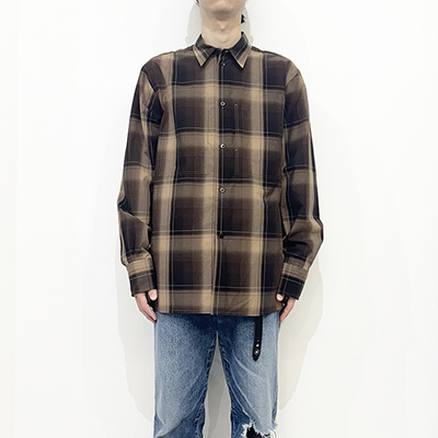 SUGARHILL [ OMBRE PLAID PANEL POCKET BLOUSE ] BROWN×CAMEL