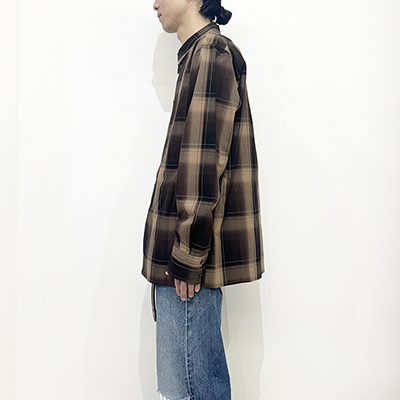 SUGARHILL [ OMBRE PLAID PANEL POCKET BLOUSE ] BROWN×CAMEL