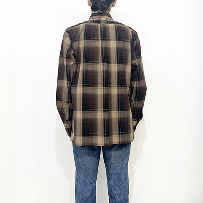 SUGARHILL [ OMBRE PLAID PANEL POCKET BLOUSE ] BROWN×CAMEL