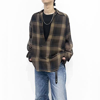 SUGARHILL [ SHEER OMBRE BLOUSE ] BROWN×CAMEL