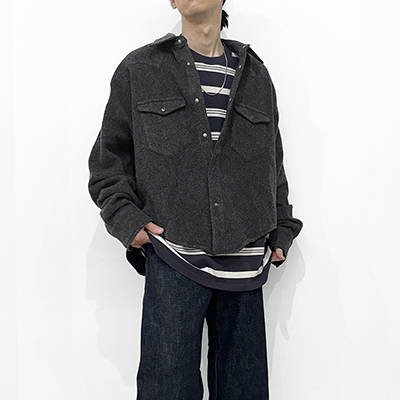 UNUSED [ US2453 (Wool western shirt) ] CHARCOAL GRAY