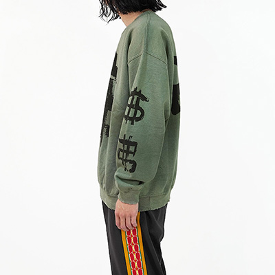 Sasquatchfabrix. [ VINTAGE SWEATSHIRT “$ 弗 $” ] OLIVE