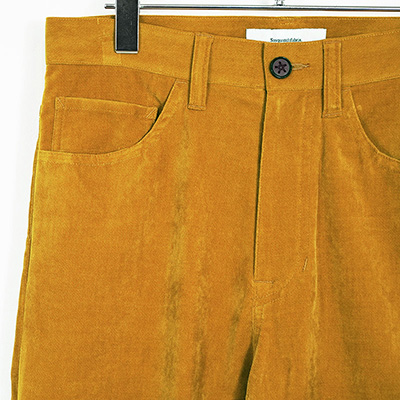 Sasquatchfabrix. [ VELVET FLARE 5 POCKET PANTS ] MUSTARD