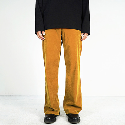 Sasquatchfabrix. [ VELVET FLARE 5 POCKET PANTS ] MUSTARD