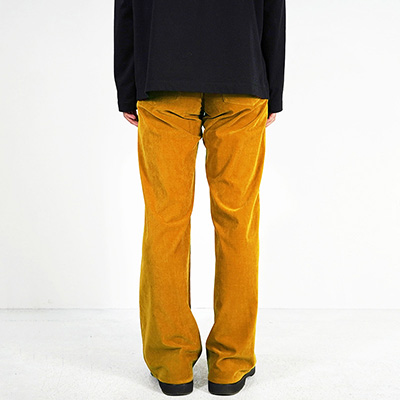 Sasquatchfabrix. [ VELVET FLARE 5 POCKET PANTS ] MUSTARD