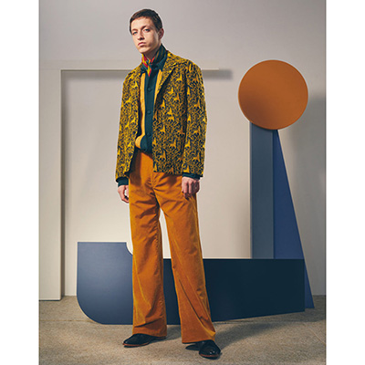 Sasquatchfabrix. [ VELVET FLARE 5 POCKET PANTS ] MUSTARD