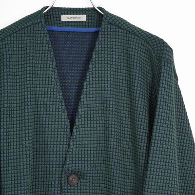 MATSUFUJI [ Big Waffle Cardigan ] GRN×BLU