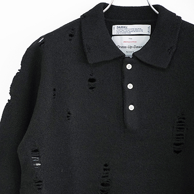 DAIRIKU [ Fulling Damage Tite Polo Knit ] Black