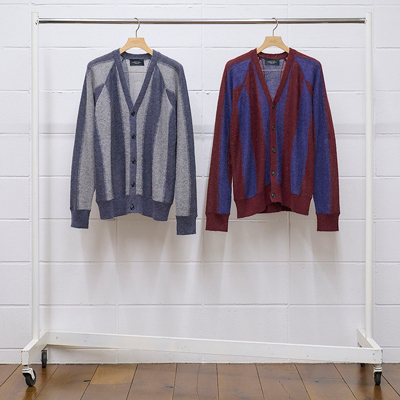 UNUSED [ US2096 (Stripe cardigan) ] NAVY×ANTIQUE ROSE